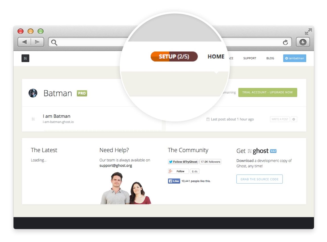 Ghost user onboarding setup