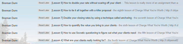 Drip sequence emails