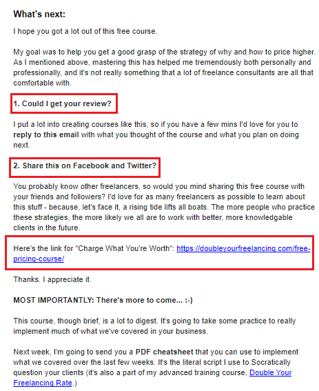 Double your Freelancing email - upsell
