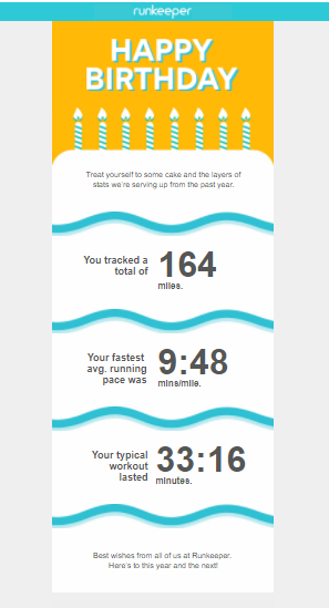 runkeeper's happy birthday email for customer retention