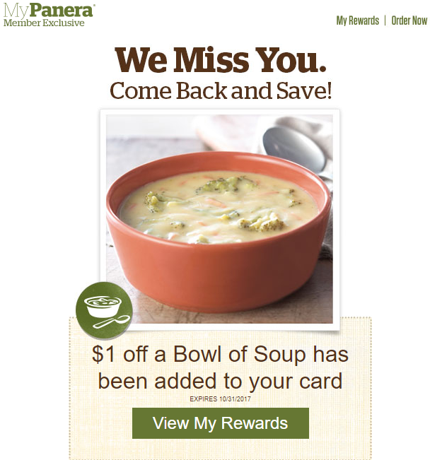Panera reengagement email