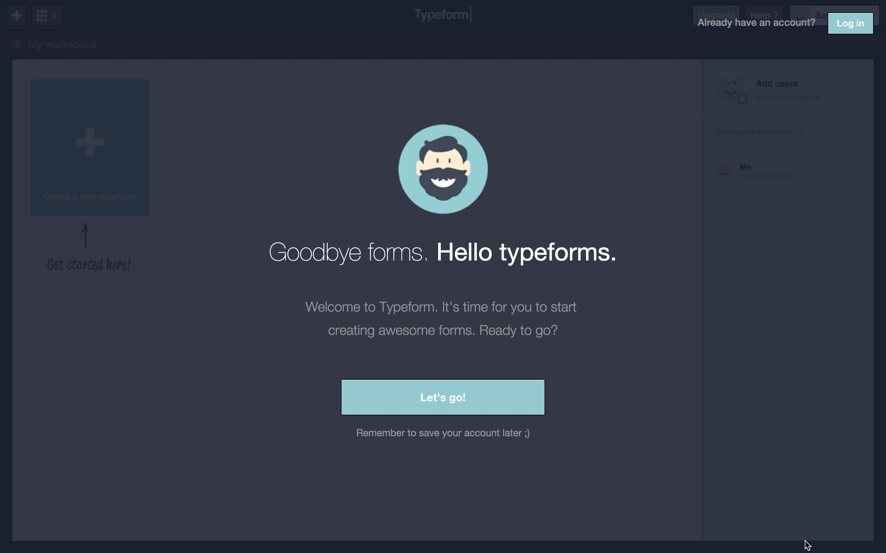 Typeform user onboarding tooltip 1
