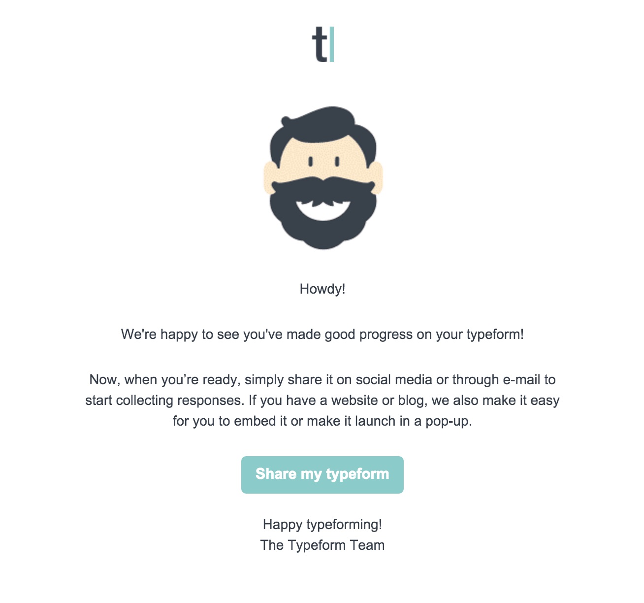 Typeform user onboarding email
