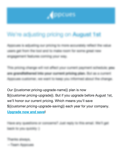 Pricing increase adjustment mulligan
