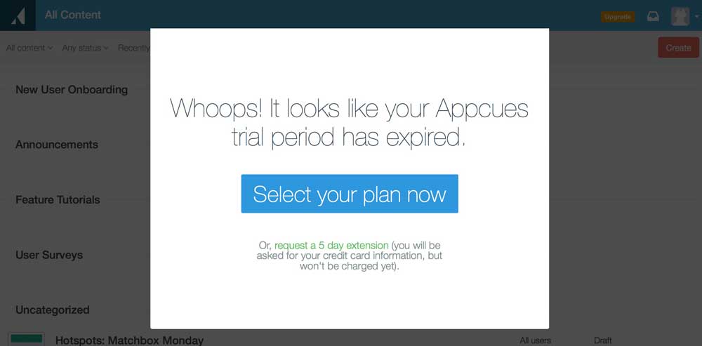 The Appcues trial paywall
