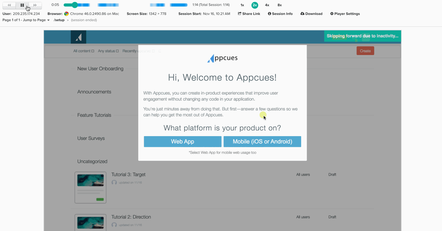watch user sessions with inspectlet