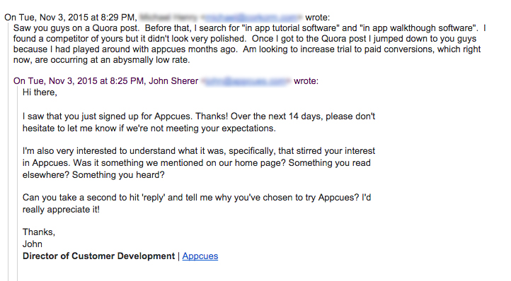 user engagement onboarding survey email