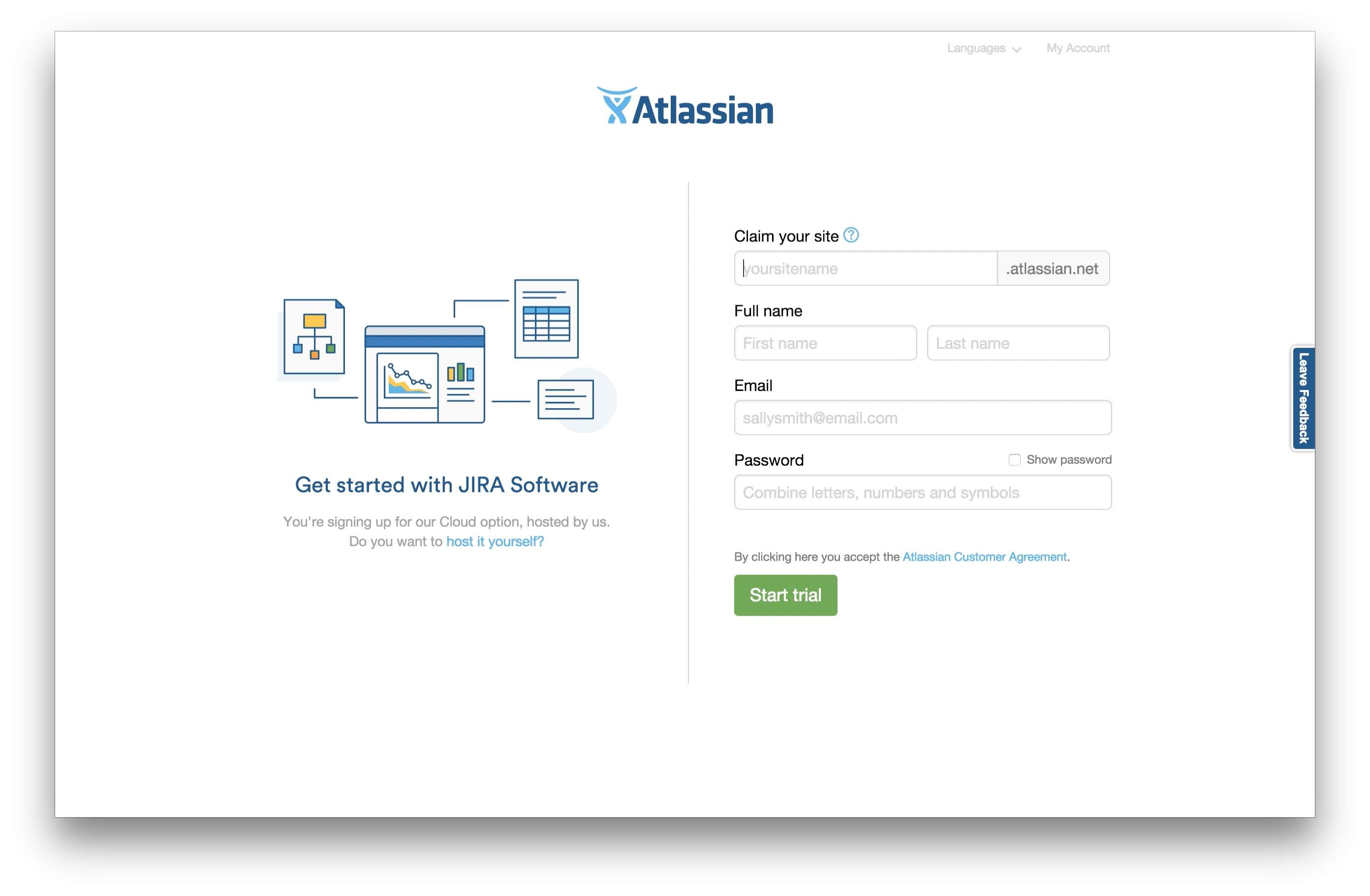 JIRA simple signup form
