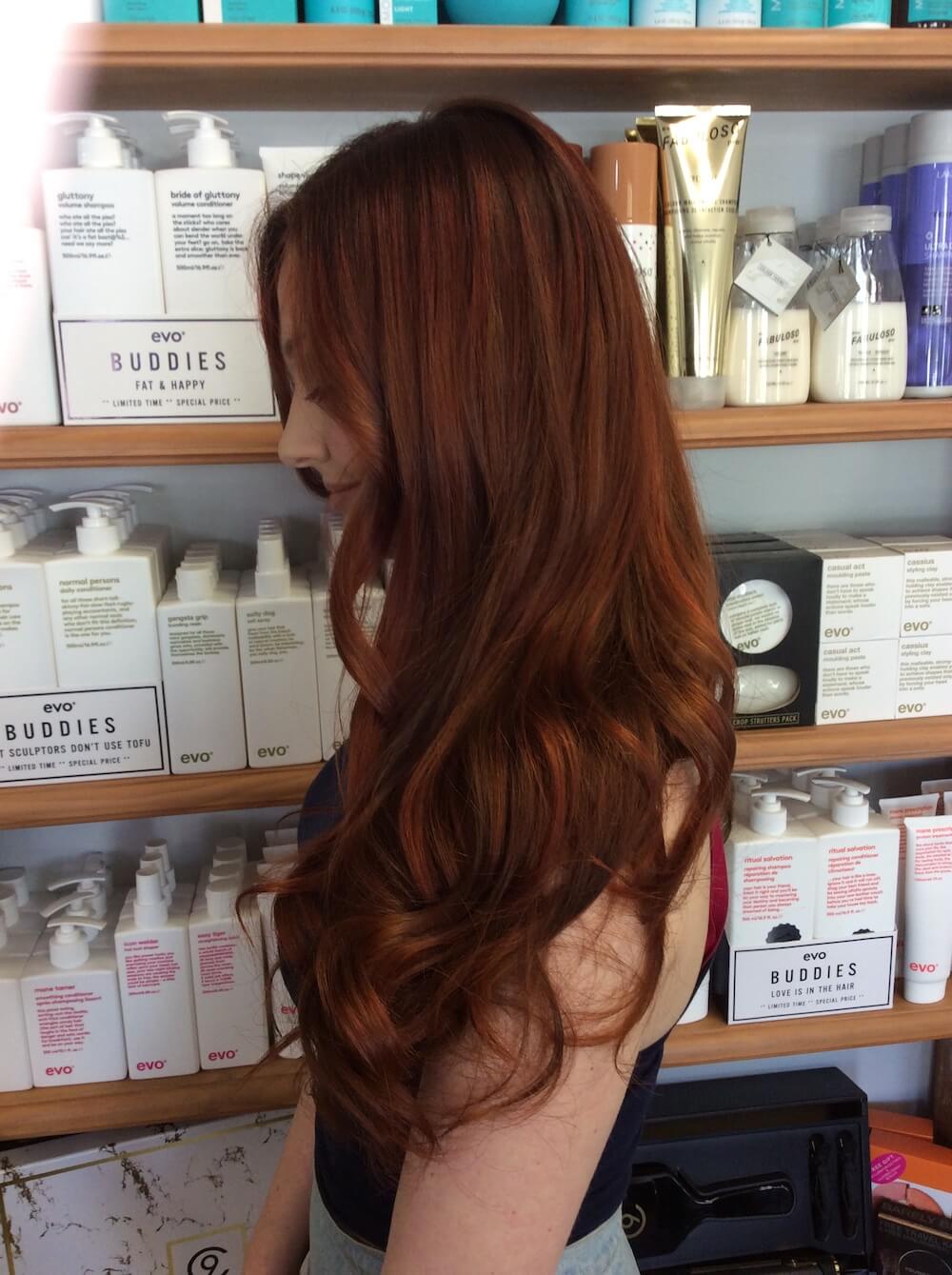 Auburn hair colour, Kinks salon