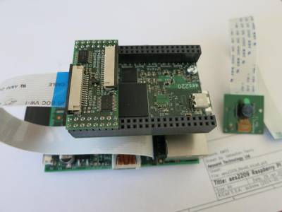 Raspberry Pi, USB-FPGA board, with camera on the side